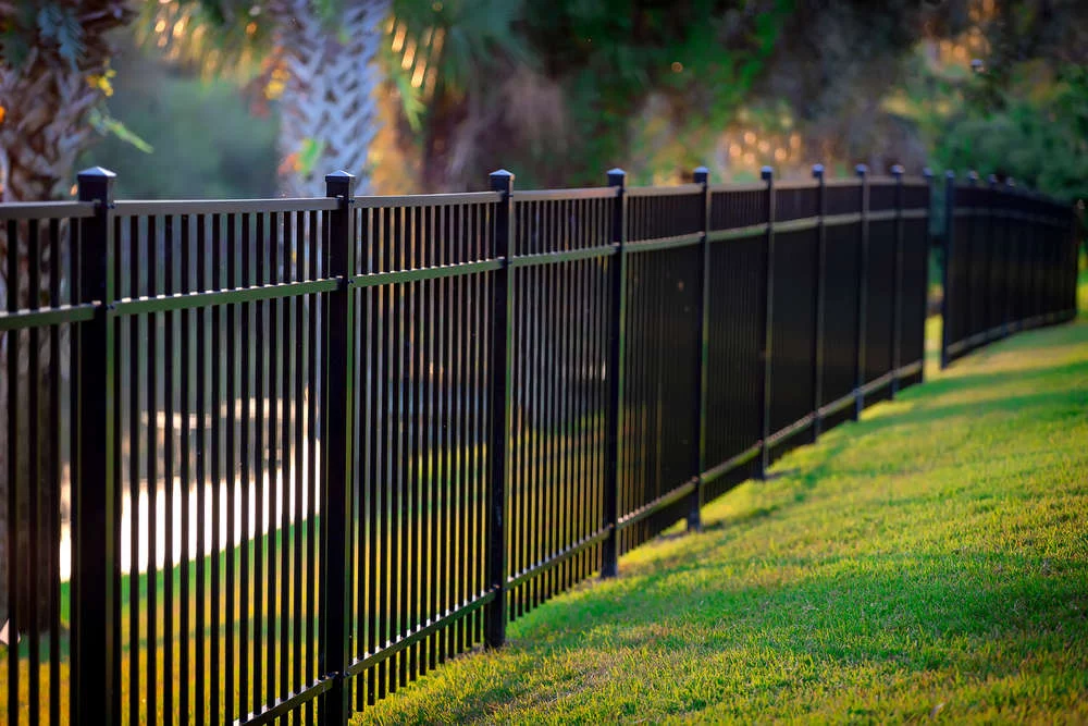 Black,Aluminum,Fence,3,Rails