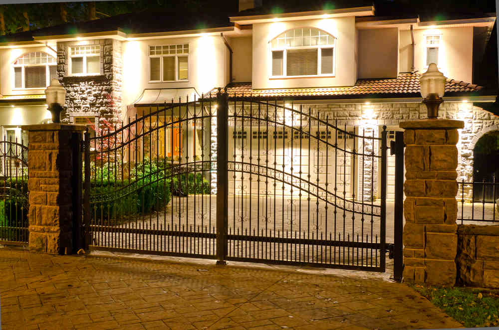 house with swinging gates in the suburbs